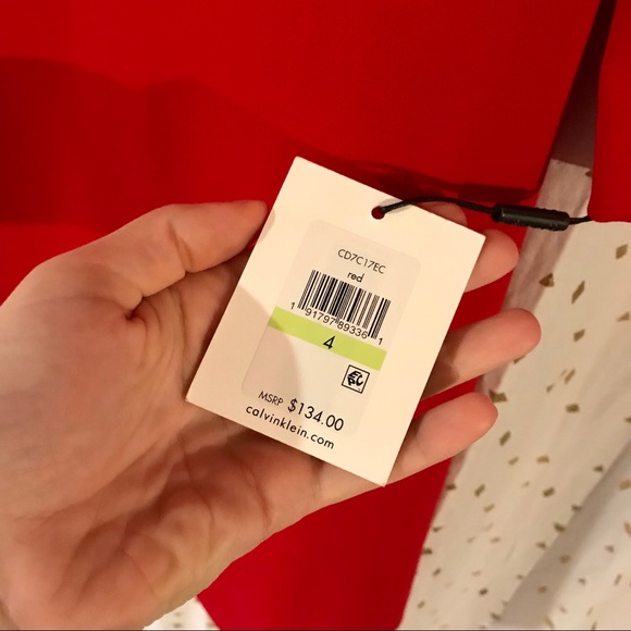 CALVIN KLEIN RED DRESS NEVER WORN TAGS ON - Picture 4 of 4